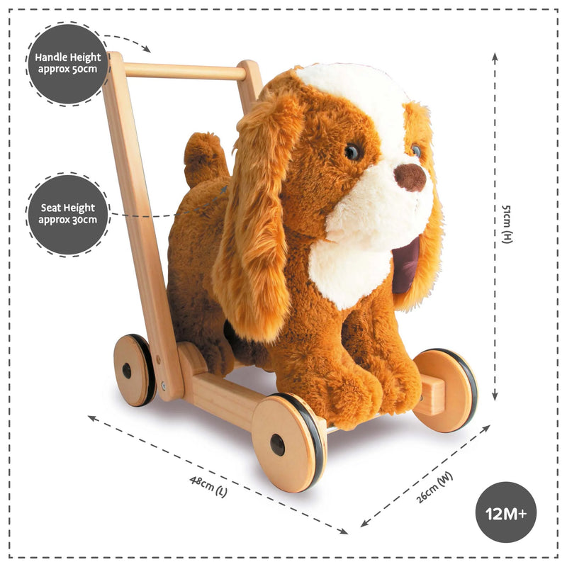 Dimensions of the Little Bird Told Me Peanut Pup 2in1 Push Along, Baby Walker and Ride On | Baby Walkers and Ride On Toys | Montessori Activities For Babies & Kids | Toys | Baby Shower, Birthday & Christmas Gifts - Clair de Lune UK