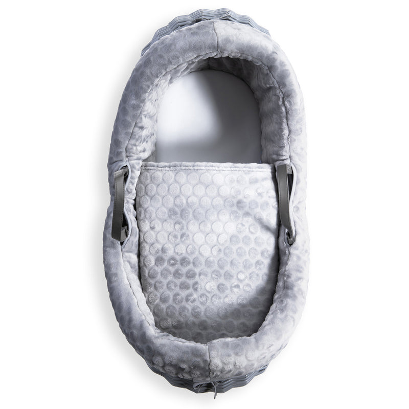 The bedding set of the Grey Marshmallow Grey Wicker Noah Pod® | Bassinets | Nursery Furniture - Clair de Lune UK