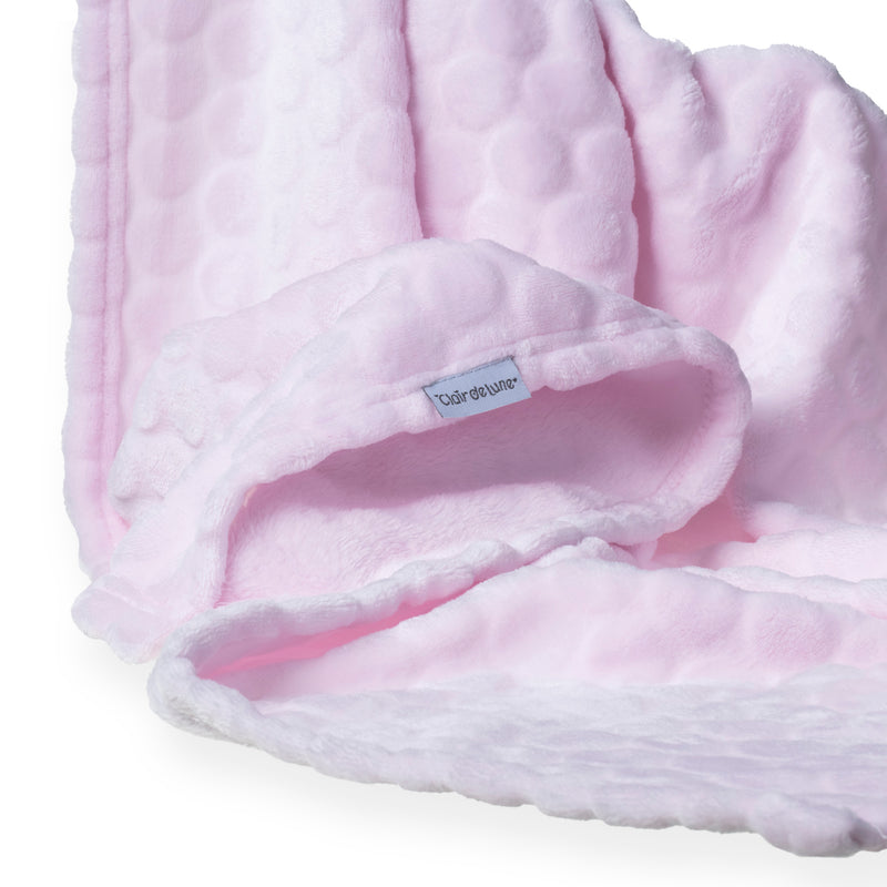 Showcasing the plush fabrics of the Pink Marshmallow Baby Blanket | Cosy Baby Blankets | Nursery Bedding | Newborn, Baby and Toddler Essentials - Clair de Lune UK