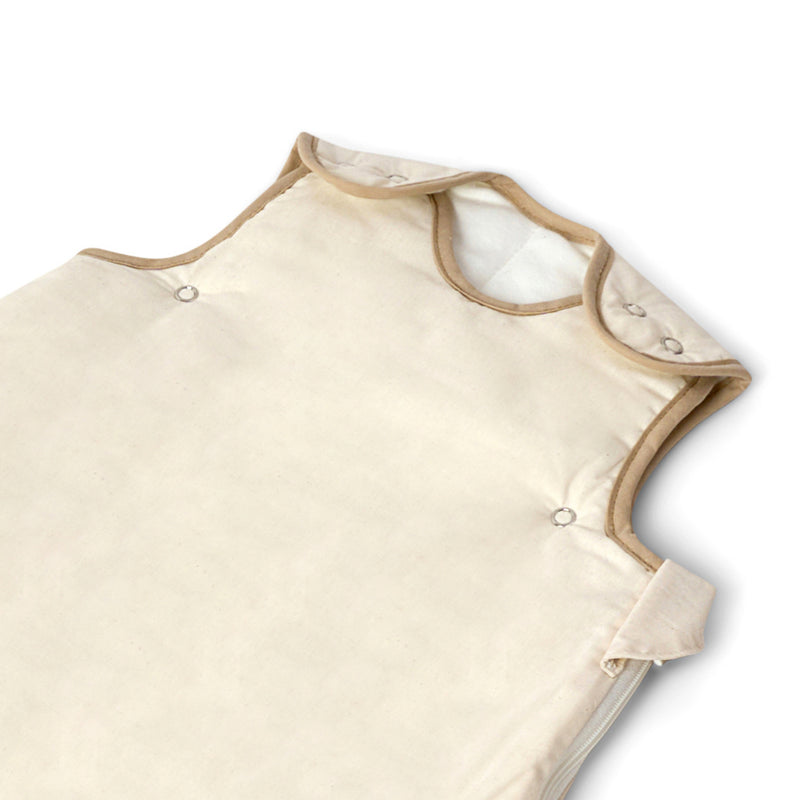 The matching biding detail of the Natural Cream Organic Sleeping Bag (0-6 Months) | Baby Sleep Bags, Shawls, Swaddles & Sleepbags | Nightwear | Nursery - Clair de Lune UK