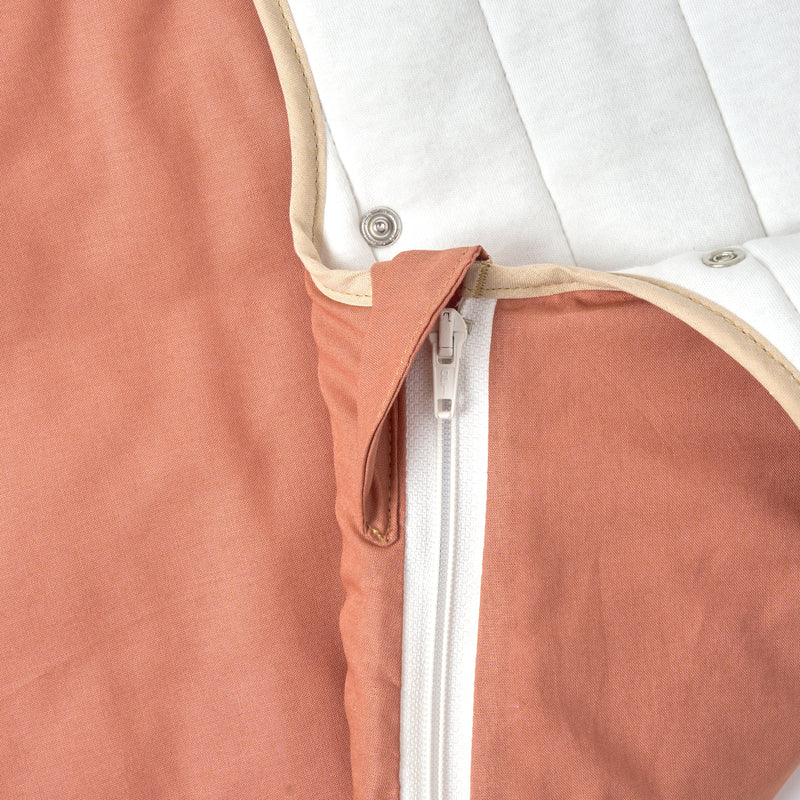 The zipper's details of the Rust Orange Organic Sleeping Bag (0-6 Months) | Baby Sleep Bags, Shawls, Swaddles & Sleepbags | Nightwear | Nursery - Clair de Lune UK
