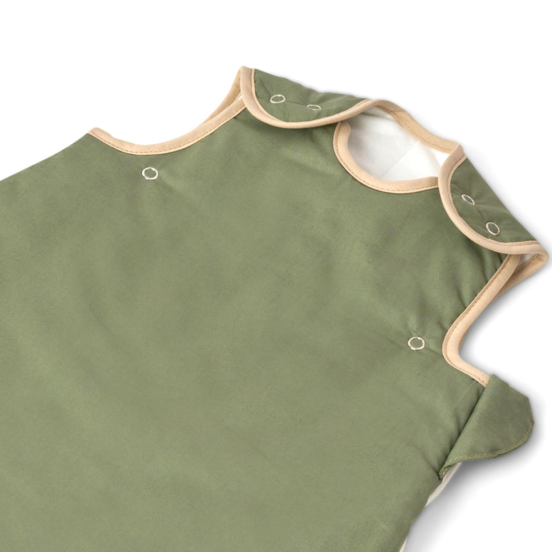 The matching biding detail of the Forest Green Organic Sleeping Bag (0-6 Months) | Baby Sleep Bags, Shawls, Swaddles & Sleepbags | Nightwear | Nursery - Clair de Lune UK
