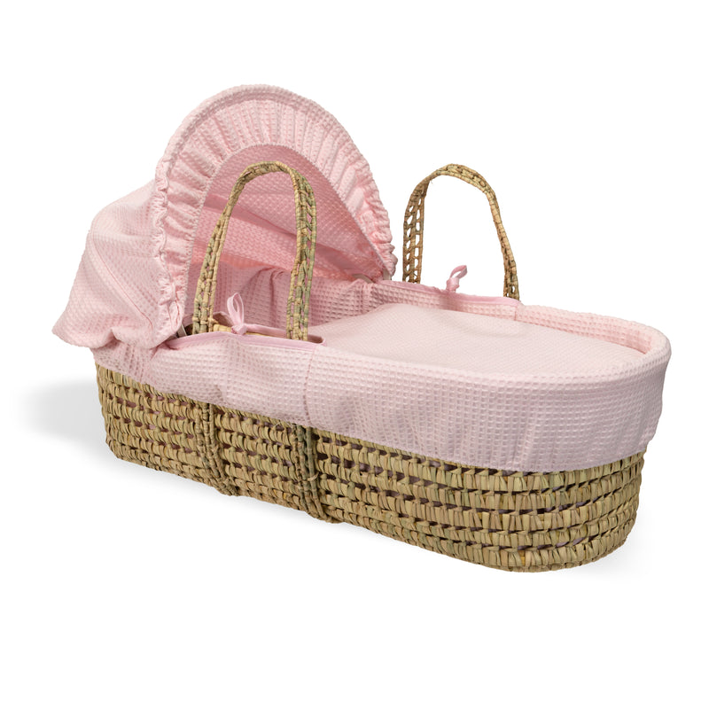 Pink Waffle Palm Moses Basket | Moses Baskets | Co-sleepers | Nursery Furniture - Clair de Lune UK