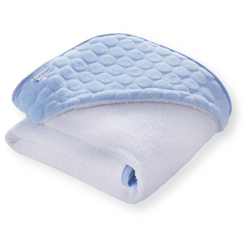Folded Blue Marshmallow Hooded Towel for organising | Baby Bathing & Changing Essentials - Clair de Lune UK