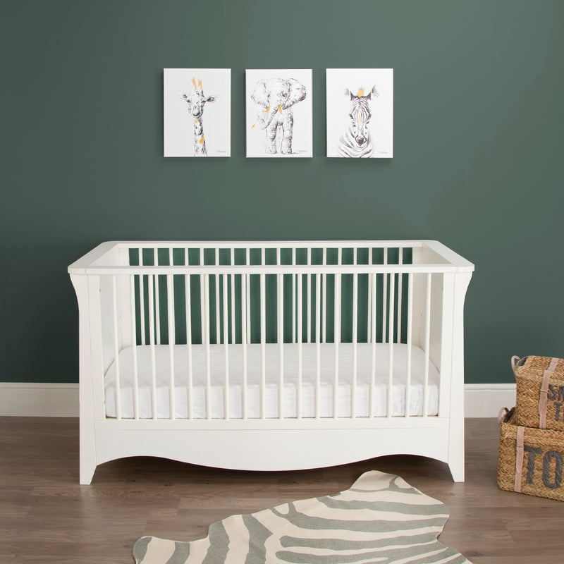 Natural White CuddleCo Clara Cot Bed in the jungle forest nursery | Cots, Cot Beds, Toddler & Kid Beds | Nursery Furniture - Clair de Lune UK