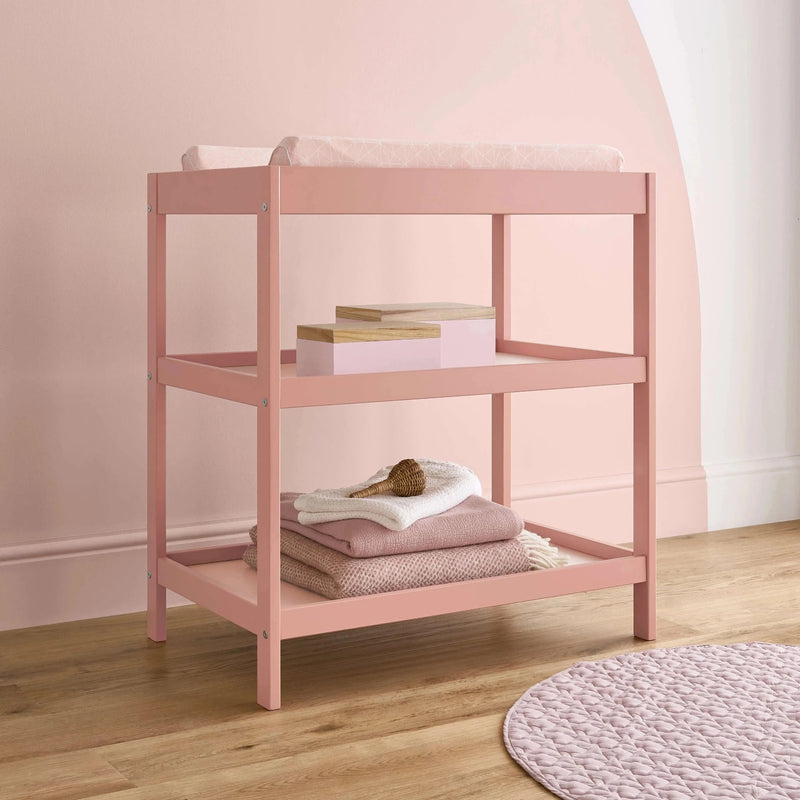 The changing unit of the Blush Pink CuddleCo Nola 3 Piece Room Set | Nursery Furniture Sets | Room Sets | Nursery Furniture - Clair de Lune UK