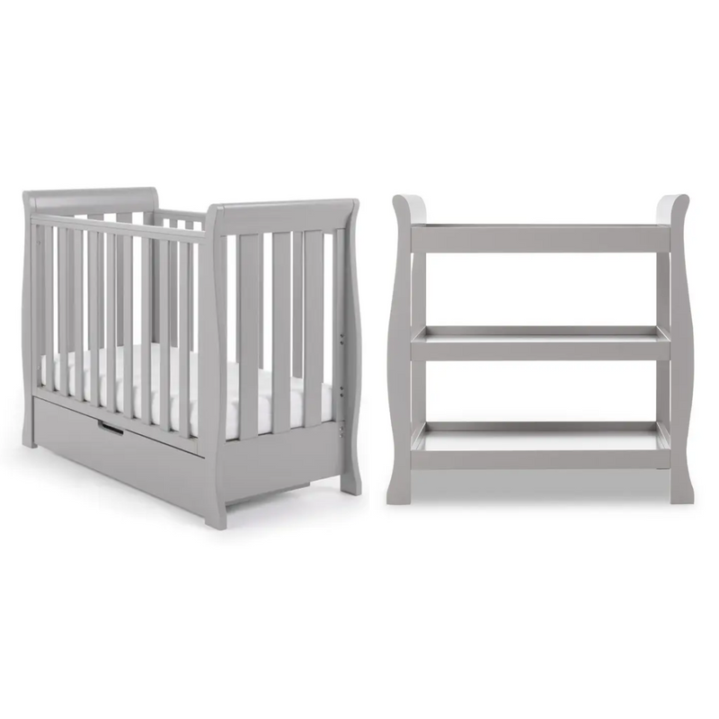 The warm grey Obaby Stamford Space Saver Cot & Changing Unit | Nursery Furniture Sets | Room Sets | Nursery Furniture - Clair de Lune UK