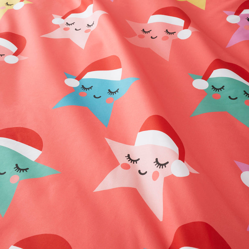 The darker pink side of the Cosatto Christmas Happy Stars Junior Bed Duvet Cover Set | Toddler Bedding - Clair de Lune UK