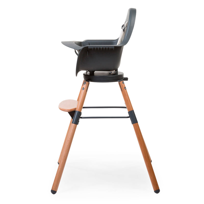 The side of the Natural/Anthracite Childhome Evolu 2 Chair - 2 In 1 with Bumper | Highchairs | Feeding & Weaning - Clair de Lune UK