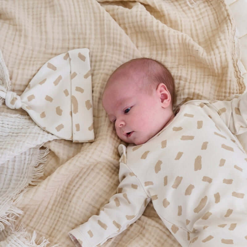 Newborn Baby lying on the Organic Play Mat | Preparing for Baby’s First Night at Home - Clair de Lune UK