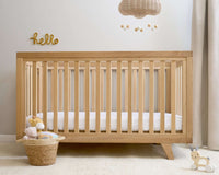Natural Oak Cot Bed in neutral cream nursery | Nursery Furniture - Clair de Lune UK