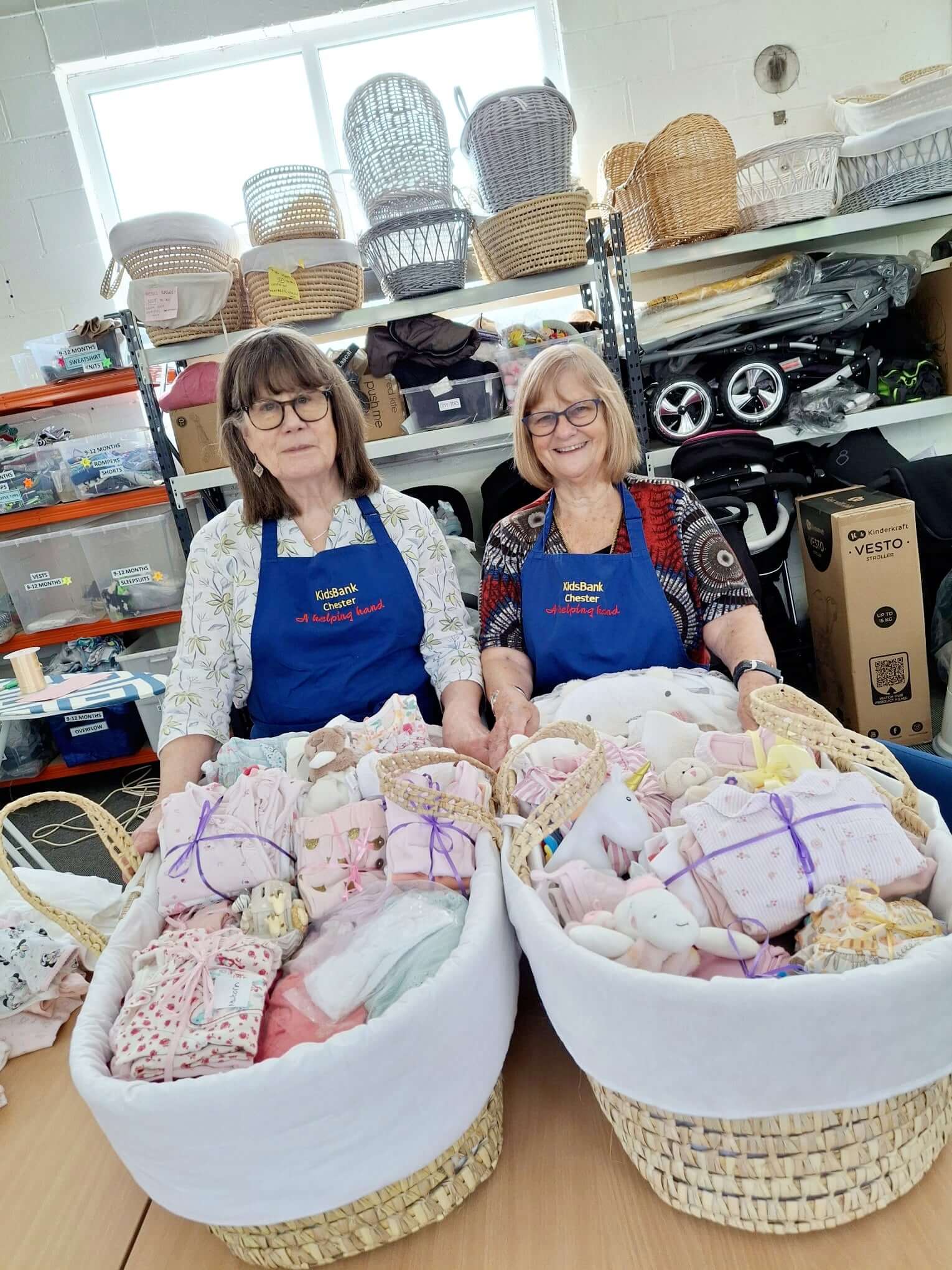 Volunteers at KidsBank Chester with donations from Clair de Lune | Charity Partnerships - Clair de Lune UK