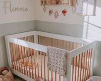Obaby white and natural mini cot bed in a scandi style nursery | Nursery furniture - Clair de Lune UK