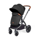 The pushchair and footmuff of the Midnight Ickle Bubba Stomp Luxe All In One I Size Travel System With ISOFIX Base with the black chassis | Prams, Pushchairs & Travel Systems | Baby Travel Essentials - Clair de Lune UK