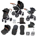 Ickle Bubba Stomp Luxe All In One I Size Travel System With ISOFIX Base with black chassis | Prams, Pushchairs & Travel Systems | Baby Travel Essentials - Clair de Lune UK