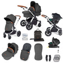 Ickle Bubba Stomp Luxe All In One I Size Travel System With ISOFIX Base with carry cot | Prams, Pushchairs & Travel Systems | Baby Travel Essentials - Clair de Lune UK
