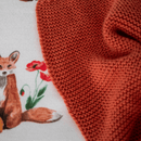 Close up of the fabric on the Organic knitted cotton GrowGrows Fox Animal Comforter - Clair de Lune UK