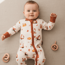 Baby wearing Grow Grows Organic Fluffy Foxes Sleepsuit | Baby Grows and Onesies | Organic Baby Clothes - Clair de Lune UK