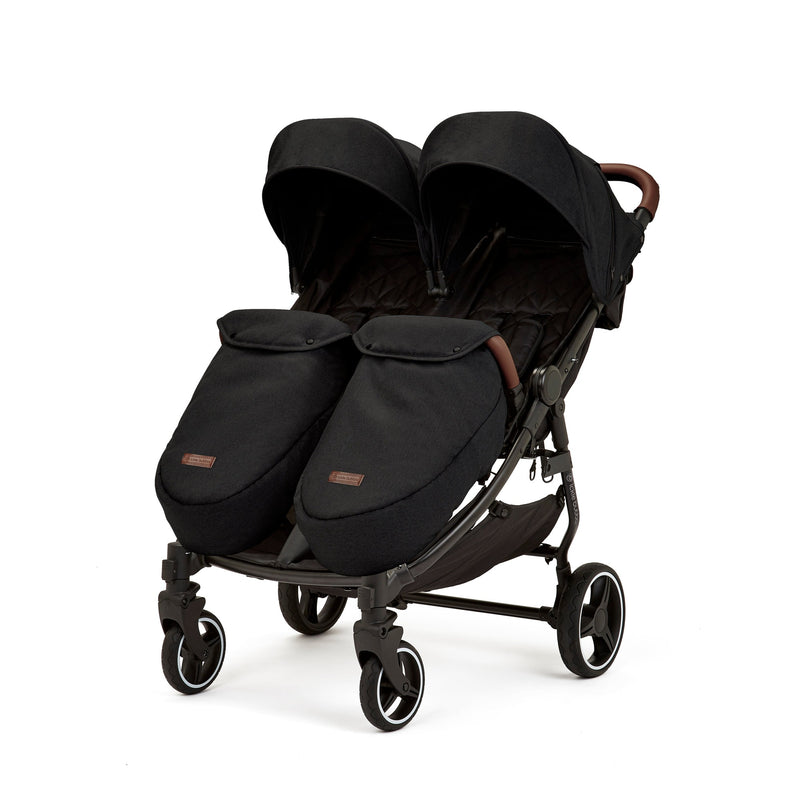 Black Ickle Bubba Venus Prime Double Stroller with footmuffs | Buggies, Strollers & Pushchairs | Travel With Your Baby - Clair de Lune UK