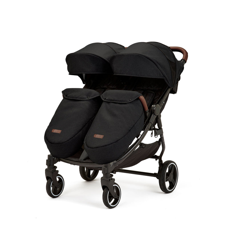 Black Ickle Bubba Venus Prime Double Stroller with matching footmuffs | Buggies, Strollers & Pushchairs | Travel With Your Baby - Clair de Lune UK