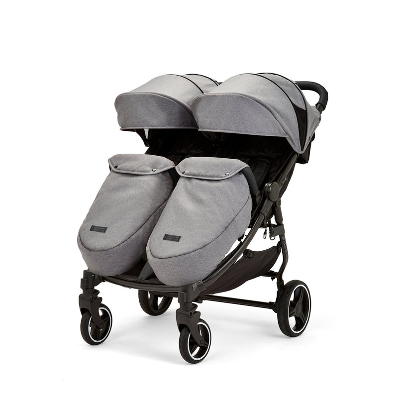 Grey Ickle Bubba Venus Prime Double Stroller with footmuffs | Buggies, Strollers & Pushchairs | Travel With Your Baby - Clair de Lune UK
