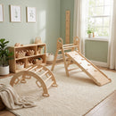The montessori 3 in 1 wooden activity climbing set in a cosy nursery play room | Toys | Indoor Play Equipment  | Climbing Frames - Clair de Lune UK