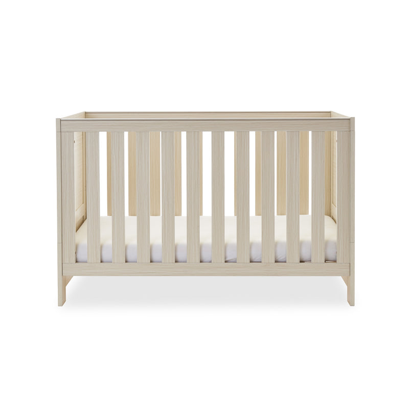 The cot bed of the Obaby Nika Oatmeal Cot Bed and Room Sets transformed to a cot | Nursery Furniture Sets | Room Sets | Nursery Furniture - Clair de Lune UK