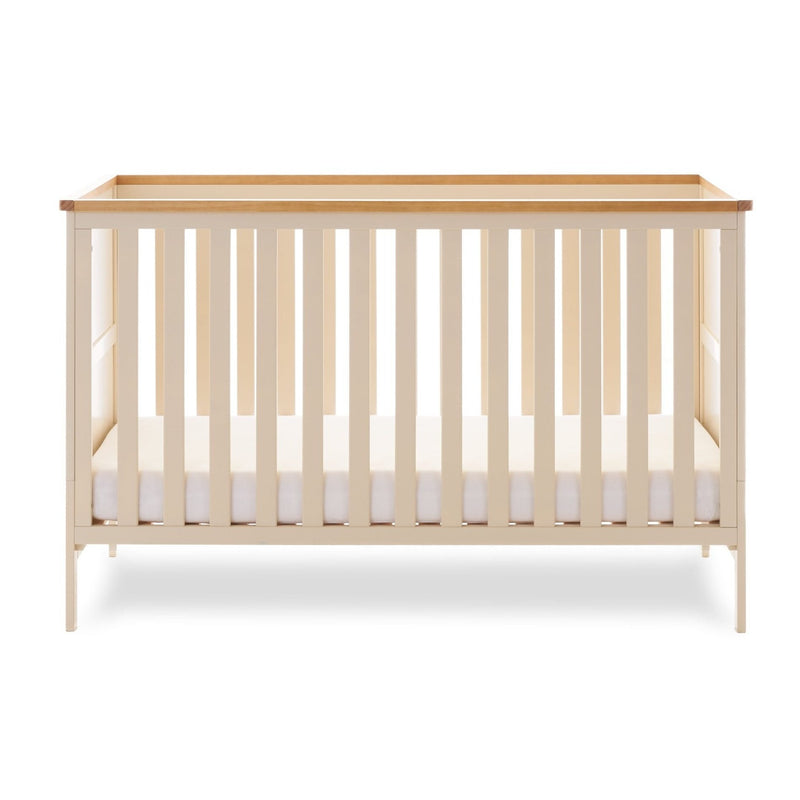 Natural Cashmere Obaby Evie Cot Bed with an adjustment platform at the lowest level | Cots, Cot Beds, Toddler & Kid Beds | Nursery Furniture - Clair de Lune UK