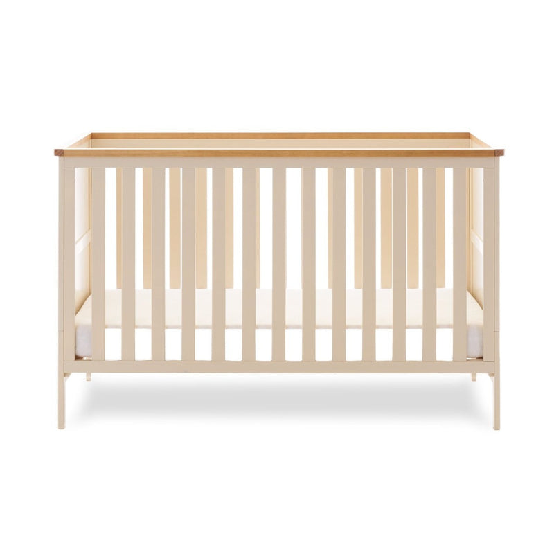 Natural Cashmere Obaby Evie Cot Bed with an adjustment platform at the medium level | Cots, Cot Beds, Toddler & Kid Beds | Nursery Furniture - Clair de Lune UK