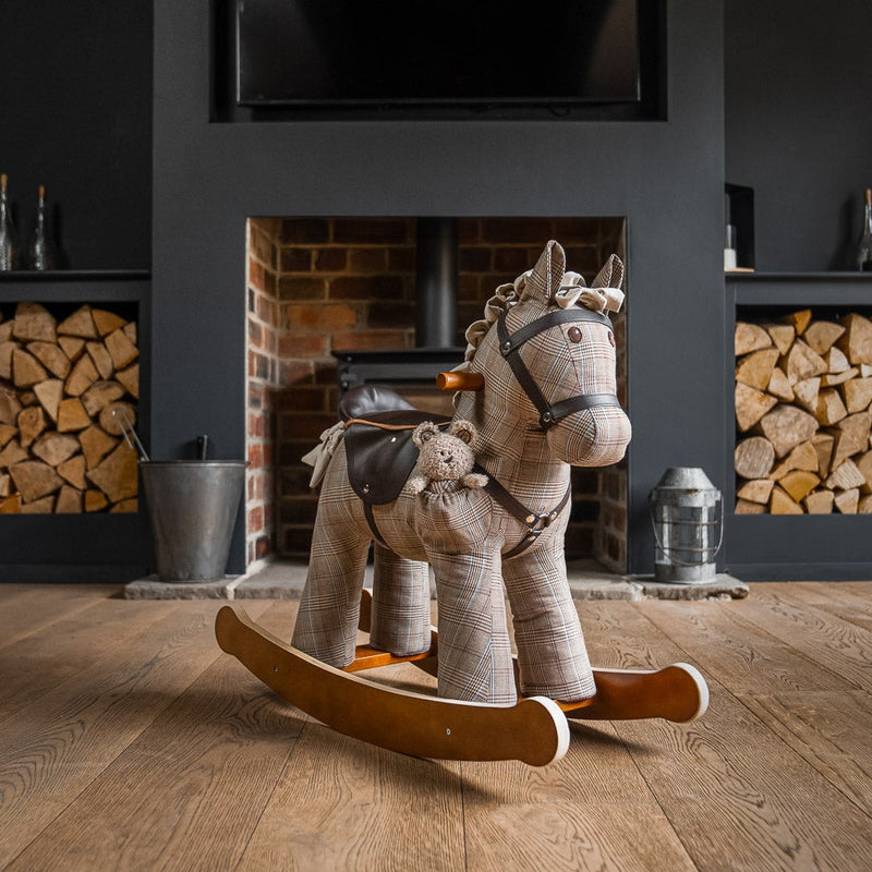 Little Bird Told Me Jasper & Blake Rocking Horse in a cosy living room | Rocking Animals | Montessori Activities For Babies & Kids | Toys | Baby Shower, Birthday & Christmas - Clair de Lune UK