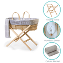 Special Buy - Grey Essentials Moses Basket With Stand and Blanket | Moses Baby Baskets, Bassinets | Nursery Furniture - Clair de Lune UK