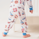 Close up on the trousers of the Grow Grows Organic Seaside Sailor Pyjamas | Organic Kids PJs and Nightwear - Clair de Lune UK