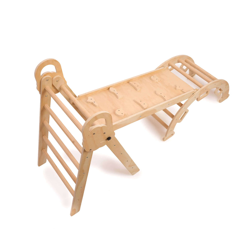  Wooden 3 in 1 activity climbing set view from above of the triangle, arch and climbing frame | Toys | Indoor Play Equipment  | Climbing Frames - Clair de Lune UK