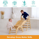 Boys playing climbing the ladders on the 3 in 1 wooden activity climbing set in a minimalistic room develop gross motor skills | Toys | Indoor Play Equipment  | Climbing Frames - Clair de Lune UK