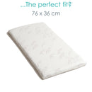 Natural Bamboo Folding Crib Mattress Dimensions diagram 76 x 36 cm | Bedside & Folding Crib Mattresses | Baby & Toddler Mattresses | Bedding | Nursery Furniture - Clair de Lune UK