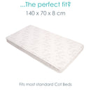 Bamboo Pocket Sprung Cot Bed Mattress  dimensions diagram 140 x 70 cm | Baby Mattresses | Nursery Bedding - Clair de Lune UK