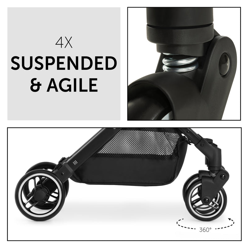 The safe wheels of the Black Hauck Travel N Care Pushchair | Strollers | Pushchairs, Carrycots & Car Seats Baby | Travel Essentials - Clair de Lune UK