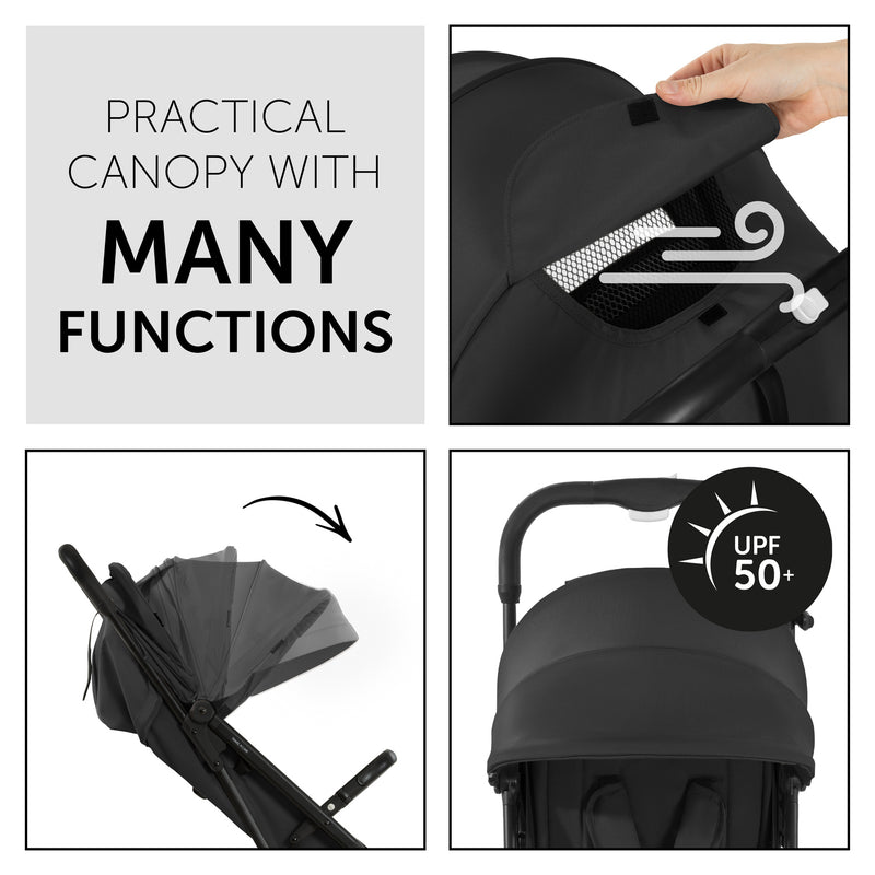Black Hauck Travel N Care Pushchair with unique features making this pushchair suitable for any weather | Strollers | Pushchairs, Carrycots & Car Seats Baby | Travel Essentials - Clair de Lune UK