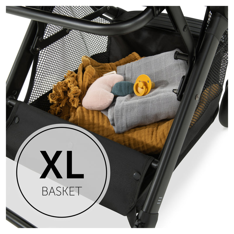 The large shopping basket of the Black Hauck Travel N Care Pushchair | Strollers | Pushchairs, Carrycots & Car Seats Baby | Travel Essentials - Clair de Lune UK