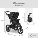 Dimensions of the Hauck Runner 2 Pushchair folded and not | Baby Travel Essentials - Clair de Lune UK