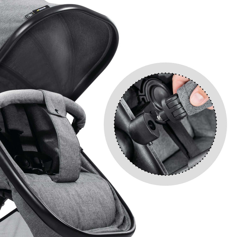 The adjustable pushchair handles of the Hauck Atlantic Twin Tandem Pushchair | Strollers, Pushchairs & Prams | Baby Travel Essentials - Clair de Lune UK
