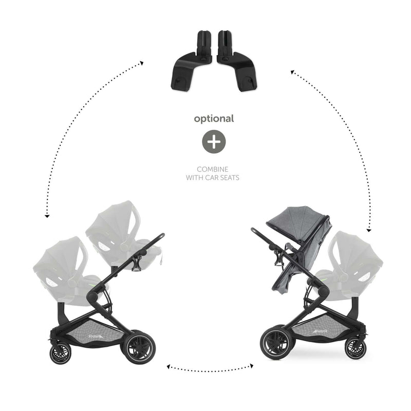Hauck Atlantic Twin Tandem Pushchair transformed to two different ways for different ages | Strollers, Pushchairs & Prams | Baby Travel Essentials - Clair de Lune UK