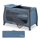 Dark Blue Hauck Play N Relax Center with changing unit and carry bag on a white background | Travel Cots & Folding Cribs - Clair de Lune UK