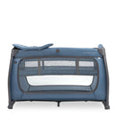 View from the side Dark Blue Hauck Play N Relax Center on a white background | Travel Cots & Folding Cribs - Clair de Lune UK