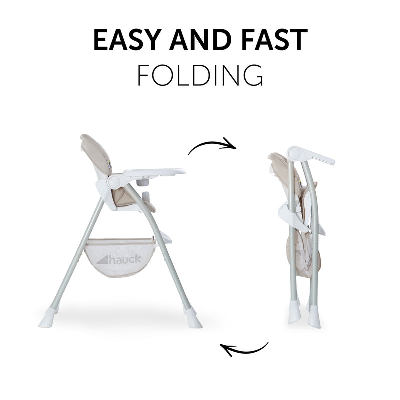 Beige Easy and fast folding Hauck Compact Sit N Fold High Chair | Highchairs | Feeding & Weaning - Clair de Lune UK