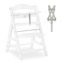 White Hauck Alpha+ Wooden Highchair with 2 harnesses | Baby Highchairs, stools and seats - Clair de Lune UK