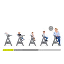 Diagram showing how the Hauck Alpha+ Wooden Highchair adapts and changes depending on your childs life stage | Baby Highchairs, stools and seats - Clair de Lune UK
