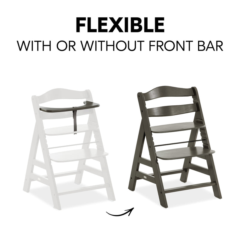 The tilt-proof highchair with removable front bar from the Hauck Alpha+ Bouncer and High Chair Bundle | Highchairs | Feeding & Weaning - Clair de Lune UK