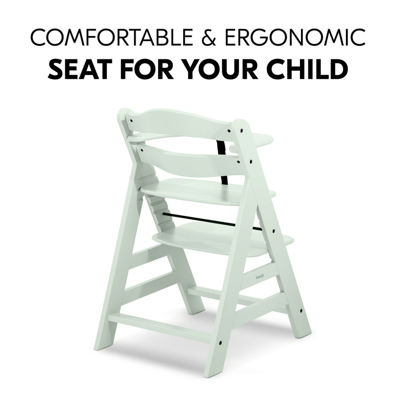 Sturdy Hauck Alpha+ Wooden Highchair with Removable Front Bar in Mint | Highchairs | Feeding & Weaning - Clair de Lune UK