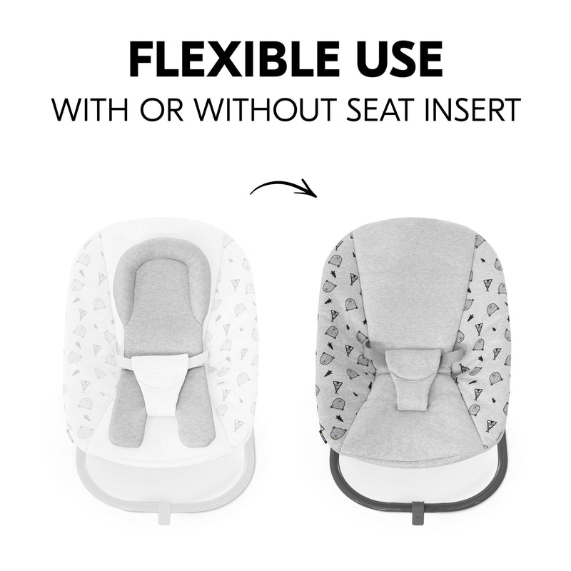Nordic Grey Hauck Alpha Premium Bouncer with and without seat insert | Baby Swings, Rockers & Baby Bouncers | Toys - Clair de Lune UK